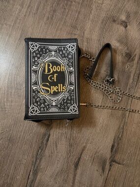 Book of Spells Black Crossbody Bag with Chain Strap